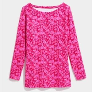 Vineyard Vines Pink Red/Fuchsia Printed Sankaty Boatneck Simple Tee Size Medium